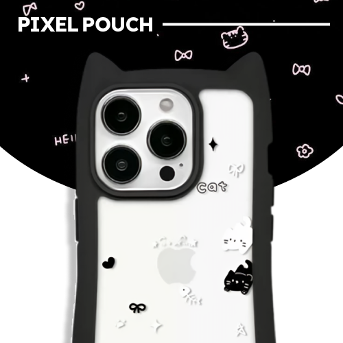 Estuche transparente con diseño de flores y melocotones
