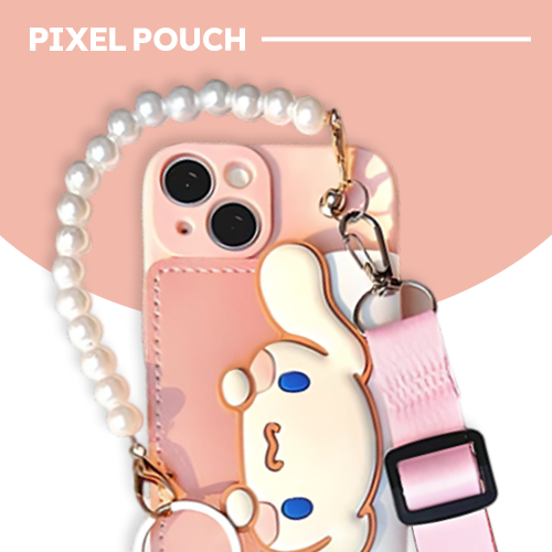 Estuche transparente con diseño de flores y melocotones