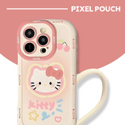 Custodia bumper iPhone Hello Kitty Full Cover con protezione fotocamera e tracolla