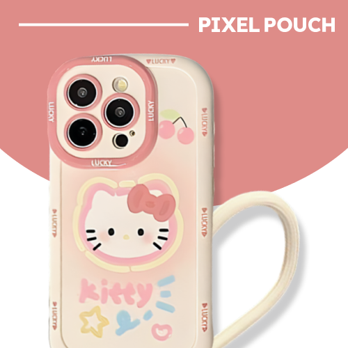 Custodia bumper iPhone Hello Kitty Full Cover con protezione fotocamera e tracolla