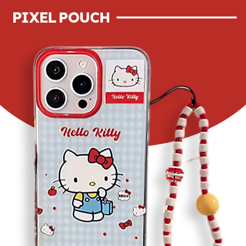 Estuche transparente con diseño de flores y melocotones