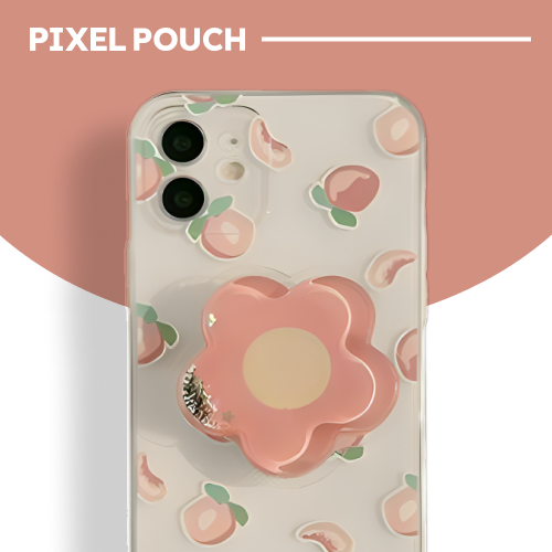 Clear Jelly Case with Flower & Peach Design.