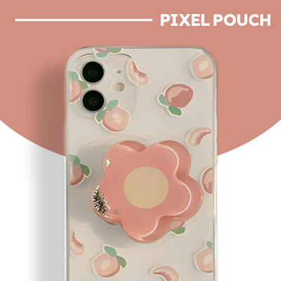 Clear Jelly Case with Flower & Peach Design at PIXEL POUCH