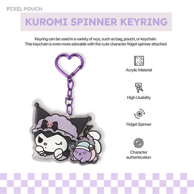 Sanrio Official | 💜KUROMI ACRYLIC SPINNER KEYRING detail image 3