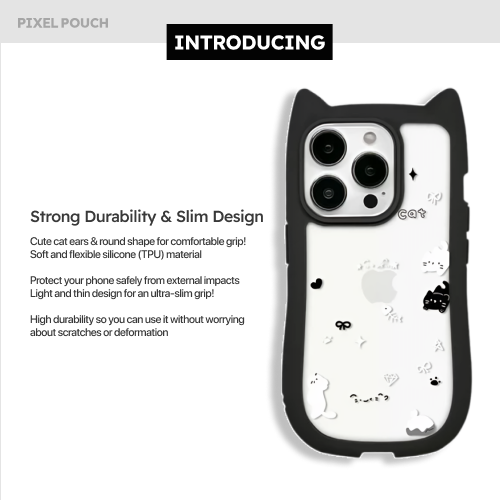 Estuche transparente con diseño de flores y melocotones