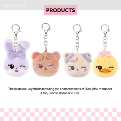 [DEADLINE TOUR] BLACKPINK Character Plush Face Keyring + Case '1 SET' detail image 3