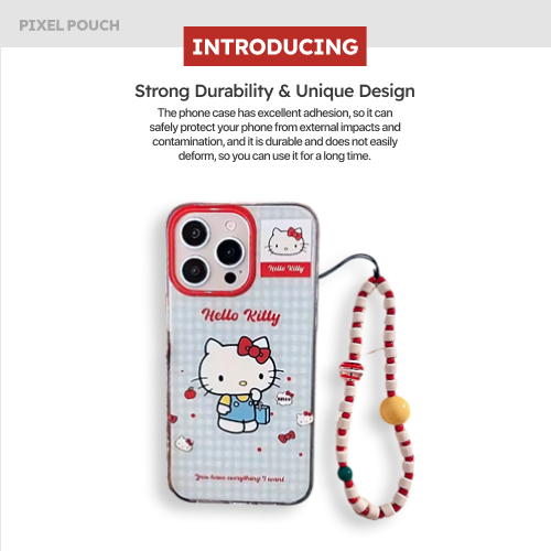 Estuche transparente con diseño de flores y melocotones