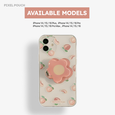 Clear Jelly Case with Flower & Peach Design.