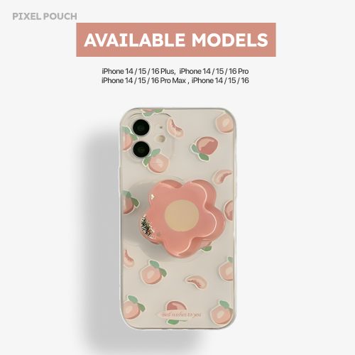 Clear Jelly Case with Flower & Peach Design.