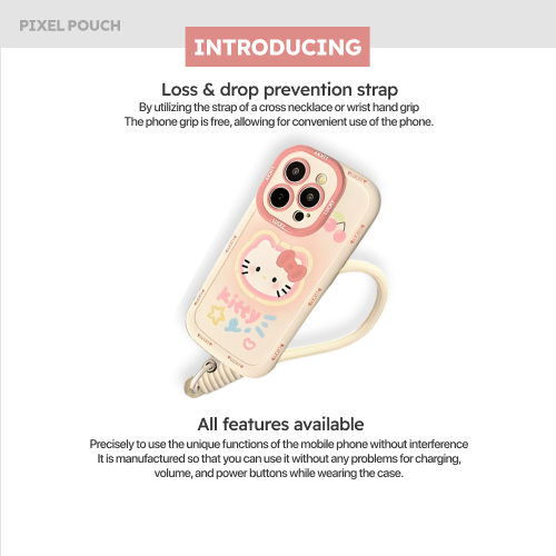 ハローキティ フルカバー カメラ保護バンパー iPhoneケース（ストラップ付き）