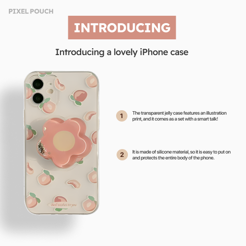 Clear Jelly Case with Flower & Peach Design.