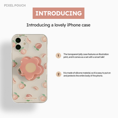Clear Jelly Case with Flower & Peach Design.
