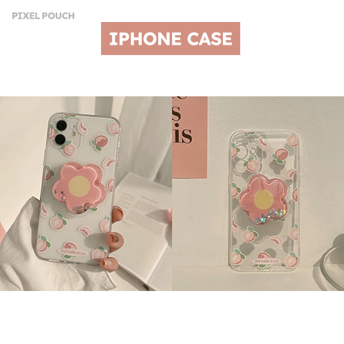Clear Jelly Case with Flower & Peach Design.
