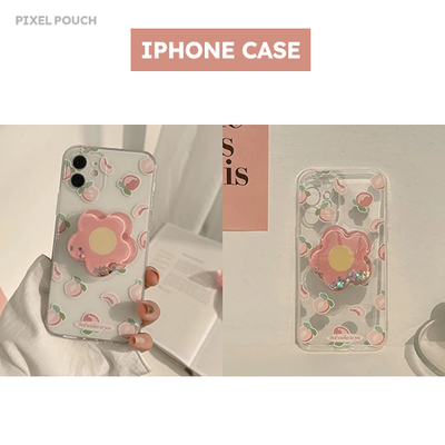 Clear Jelly Case with Flower & Peach Design.