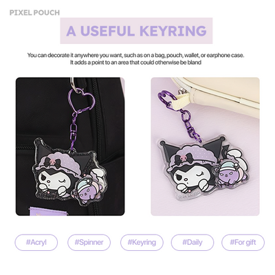 Sanrio Official | 💜KUROMI ACRYLIC SPINNER KEYRING detail image 5