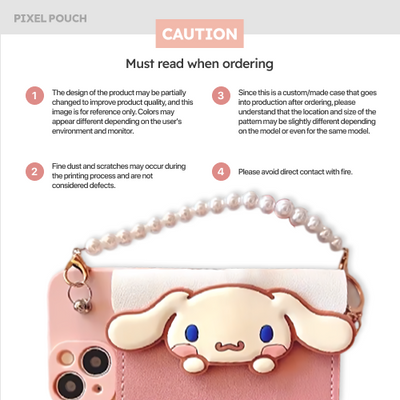 Introducing the Cinnamoroll Kids Pink Silicone Necklace Wallet iPhone Case detail image 5
