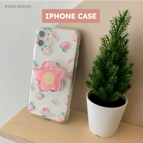 Clear Jelly Case with Flower & Peach Design.