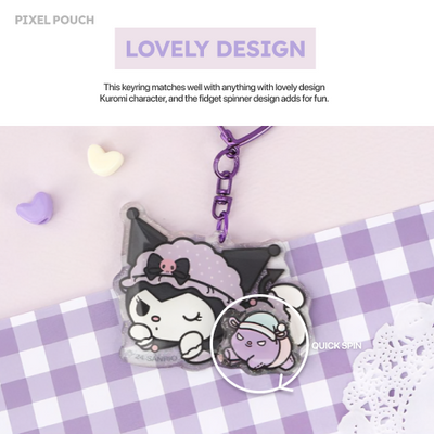 Sanrio Official | 💜KUROMI ACRYLIC SPINNER KEYRING detail image 6