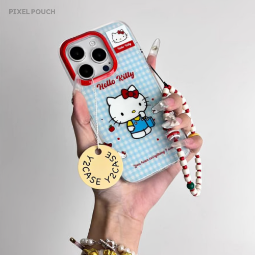 Étui en gelée transparent avec motif fleur et pêche