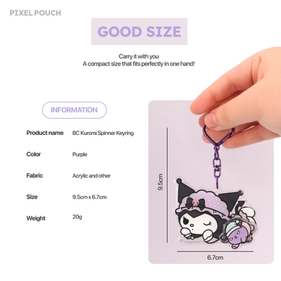 Sanrio Official | 💜KUROMI ACRYLIC SPINNER KEYRING detail image 7