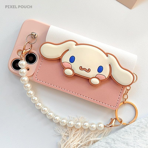 Wir präsentieren das Cinnamoroll Kids Pink Silikon Halsketten-Portemonnaie iPhone Case