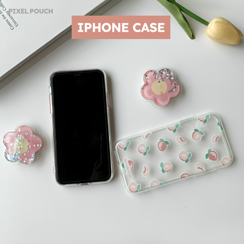 Clear Jelly Case with Flower & Peach Design.