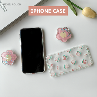 Clear Jelly Case with Flower & Peach Design.