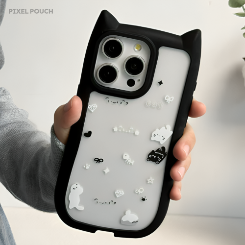 Étui en gelée transparent avec motif fleur et pêche