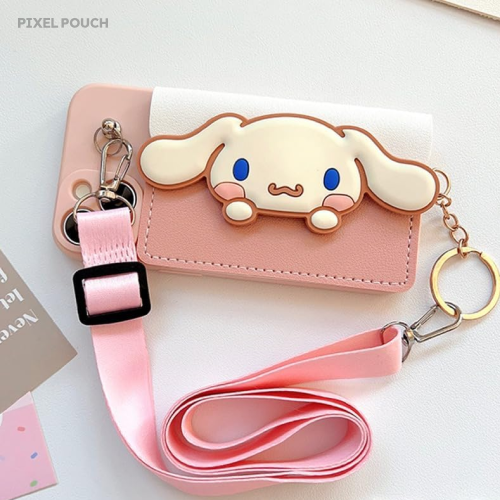 Wir präsentieren das Cinnamoroll Kids Pink Silikon Halsketten-Portemonnaie iPhone Case